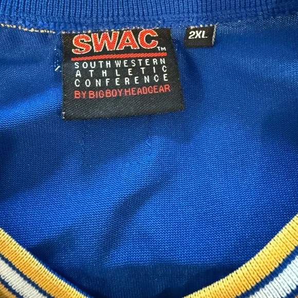 Men's V-Neck Sweater with Blue and Yellow Accents - Picture 2 of 12